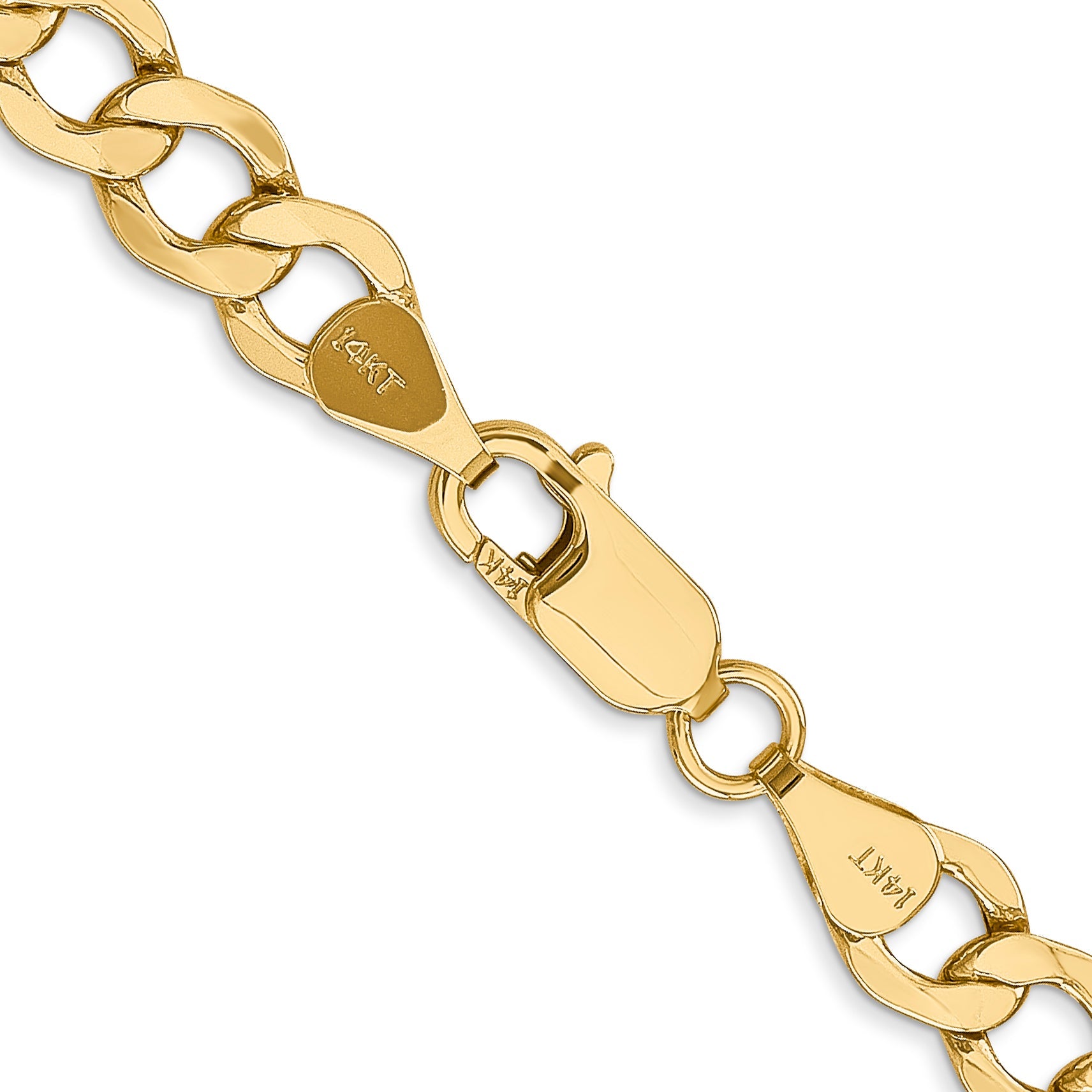18 Inch 14K Yellow Gold 6.5mm Semi Solid Curb Chain Necklace
