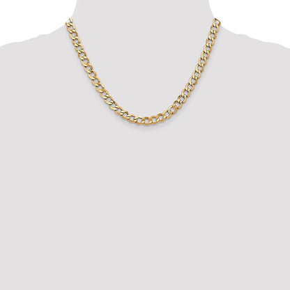 18 Inch 14K Yellow Gold 6.5mm Semi Solid Curb Chain Necklace