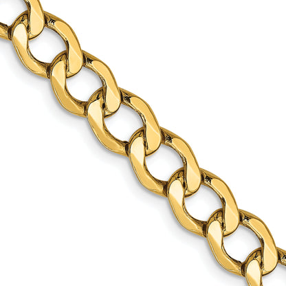 2 Inch 14K Yellow Gold 6.5mm Semi Solid Curb Chain Necklace