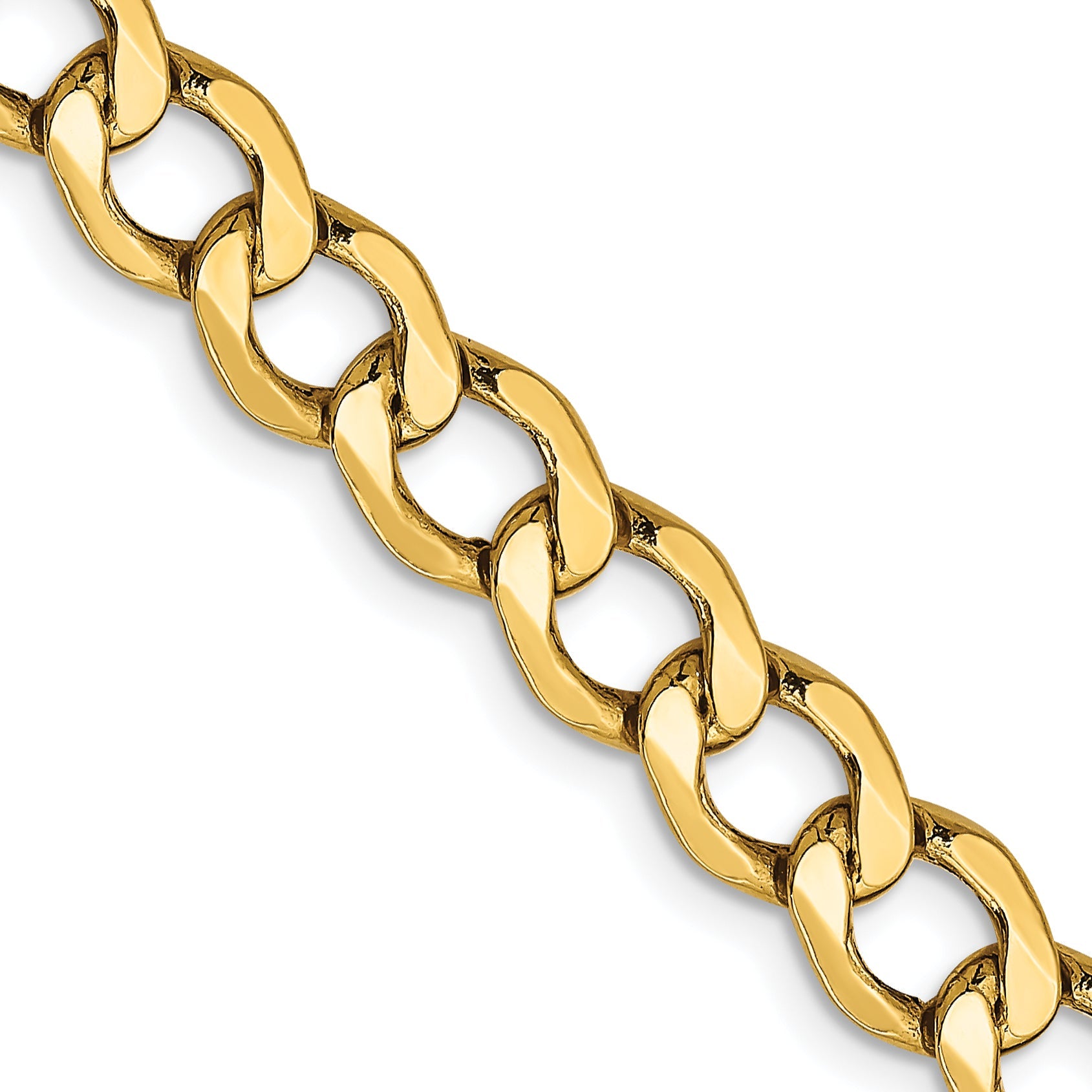 18 Inch 14K Yellow Gold 6.5mm Semi Solid Curb Chain Necklace