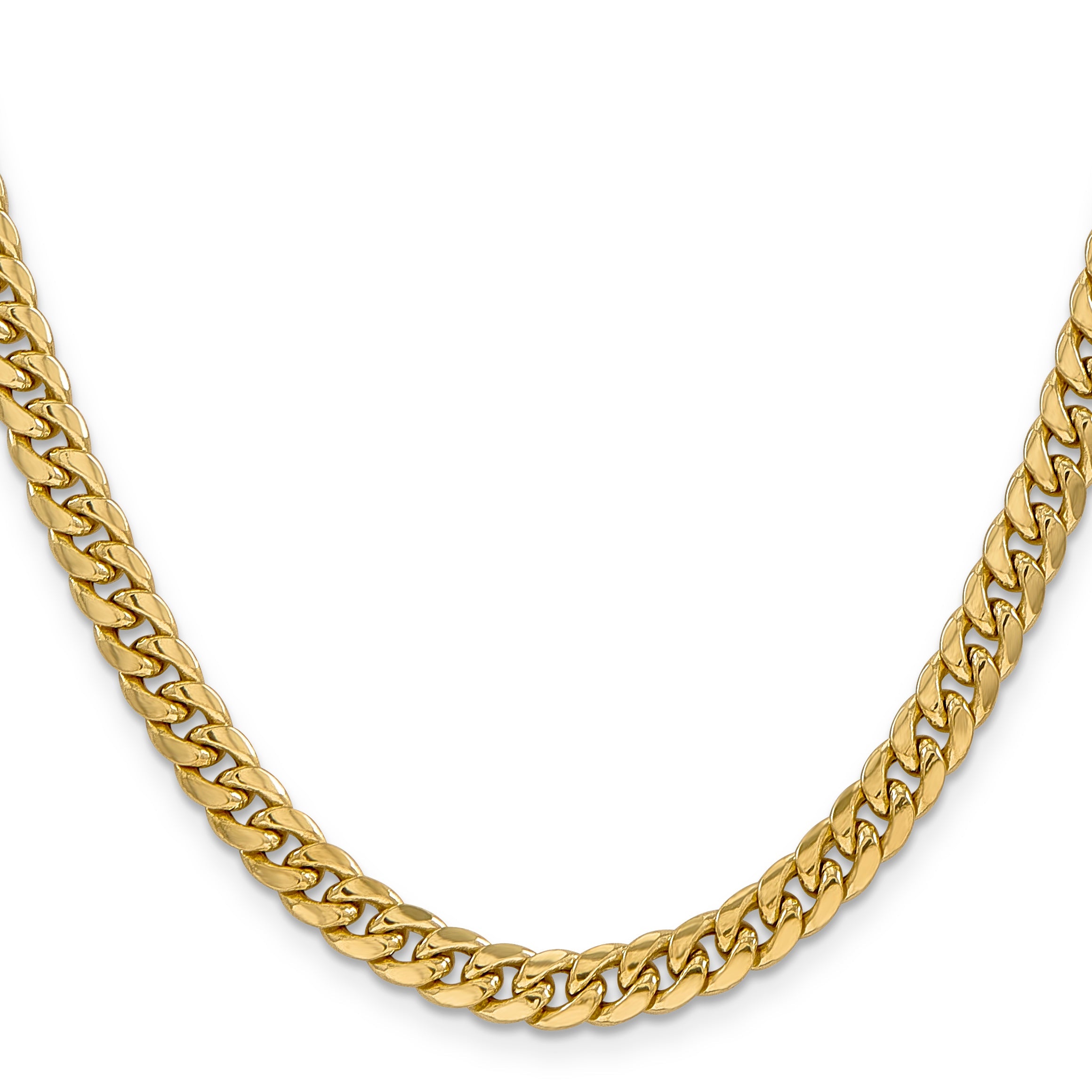 26 Inch 14K Yellow Gold 6mm Semi Solid Miami Cuban Chain Necklace
