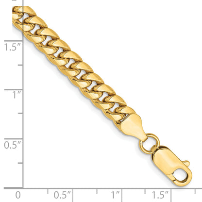 8 Inch 14K Yellow Gold 6mm Semi Solid Miami Cuban Chain Bracelet