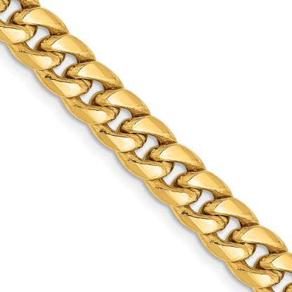 18 Inch 14K Yellow Gold 6mm Semi Solid Miami Cuban Chain Necklace