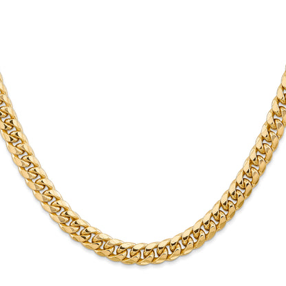 2 Inch 14K Yellow Gold 6.75mm Semi Solid Miami Cuban Chain Necklace