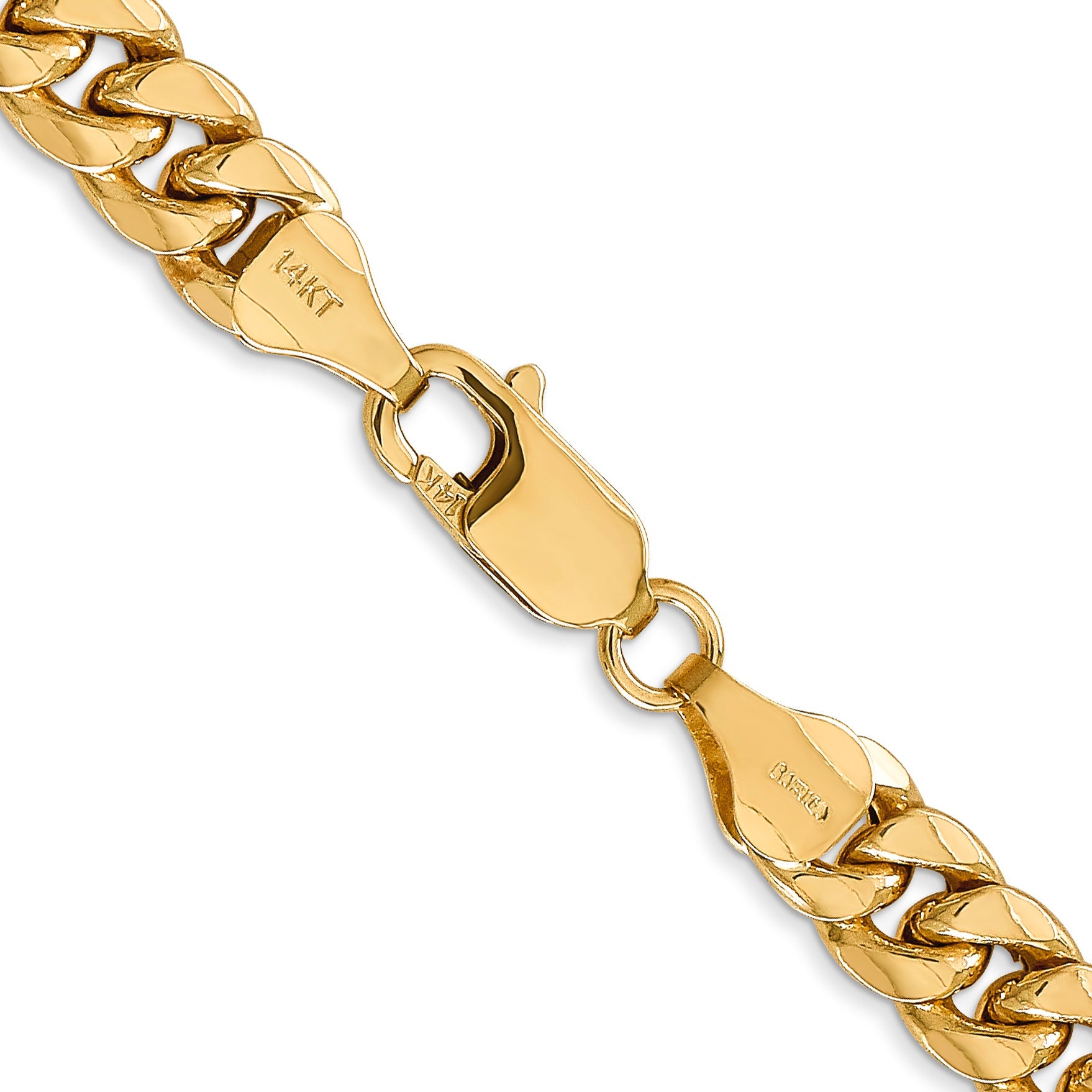22 Inch 14K Yellow Gold 6.75mm Semi Solid Miami Cuban Chain Necklace