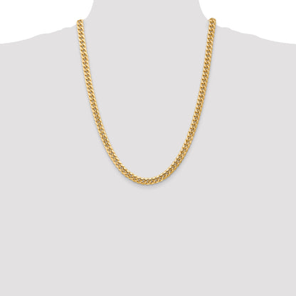 24 Inch 14K Yellow Gold 6.75mm Semi Solid Miami Cuban Chain Necklace