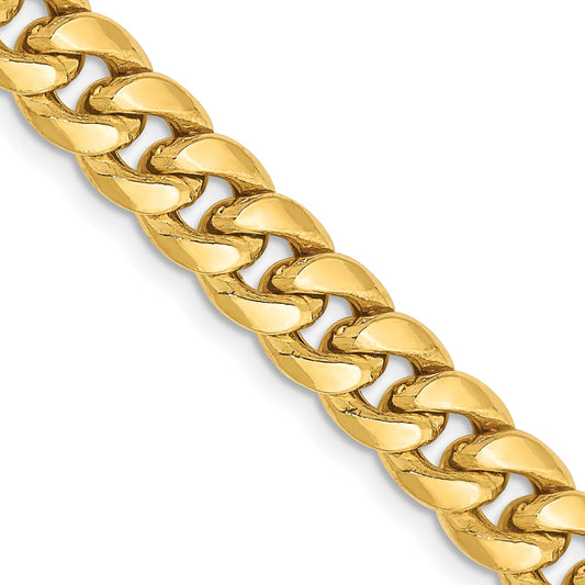 22 Inch 14K Yellow Gold 6.75mm Semi Solid Miami Cuban Chain Necklace