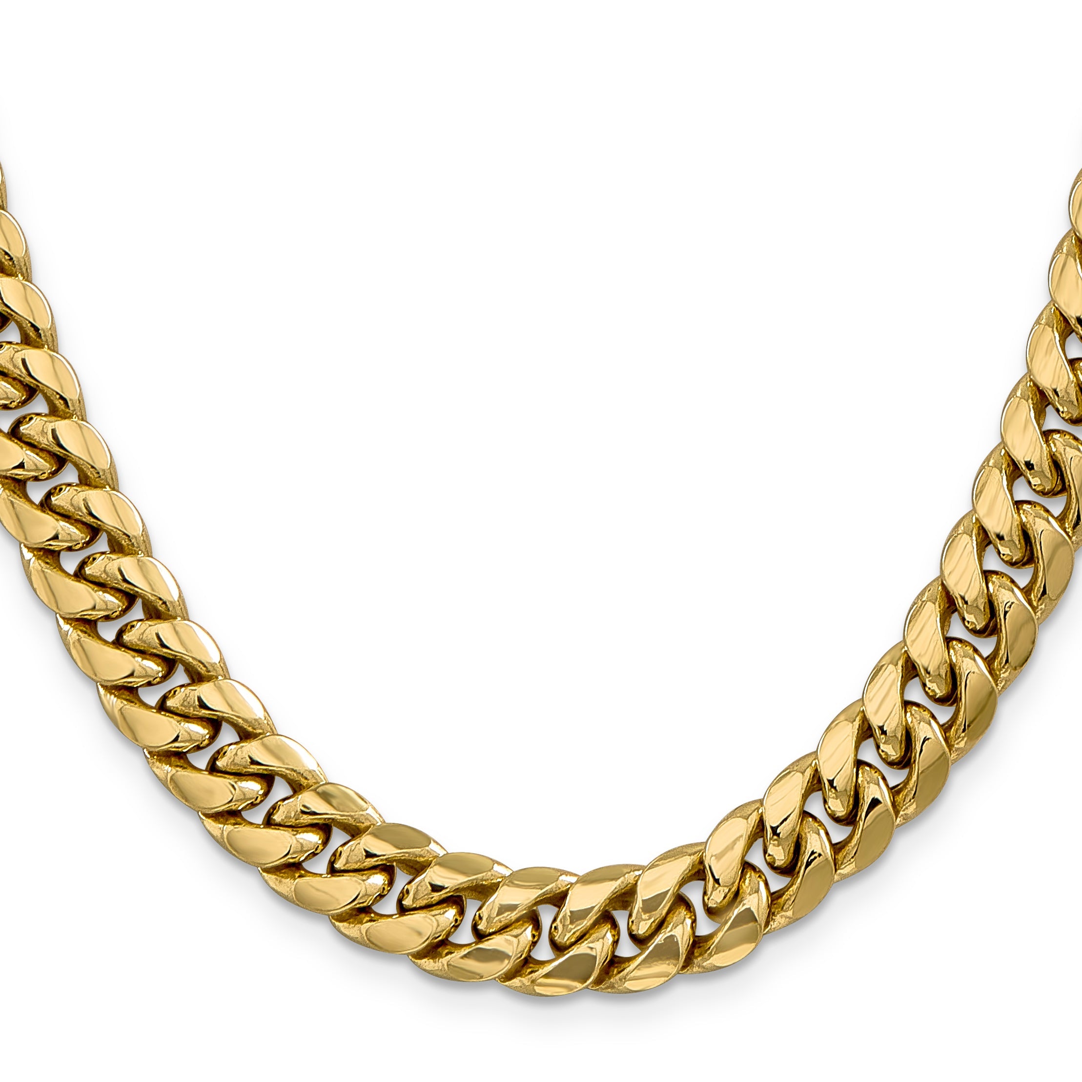 22 Inch 14K Yellow Gold 9.3mm Semi Solid Miami Cuban Chain Necklace