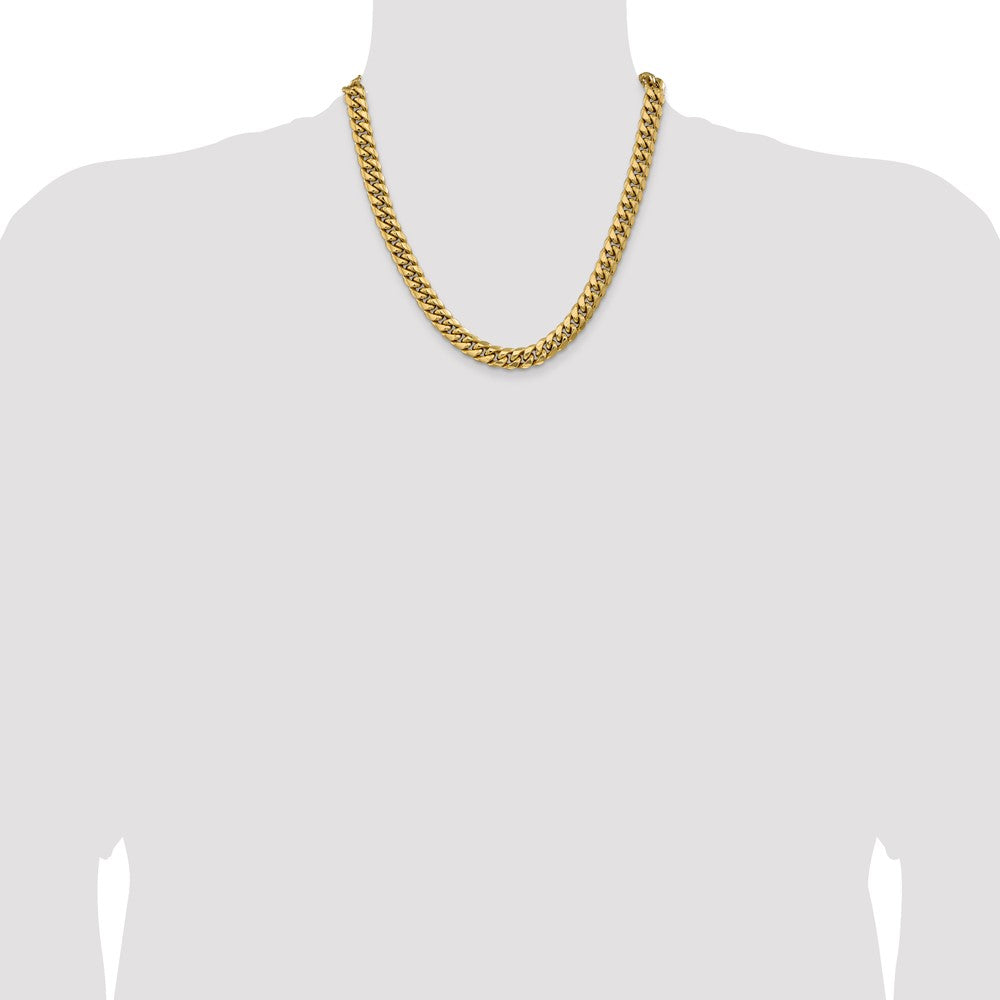 2 Inch 14K Yellow Gold 9.3mm Semi Solid Miami Cuban Chain Necklace