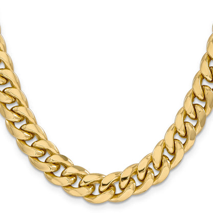 24 Inch 14K Yellow Gold 11mm Semi Solid Miami Cuban Chain Necklace