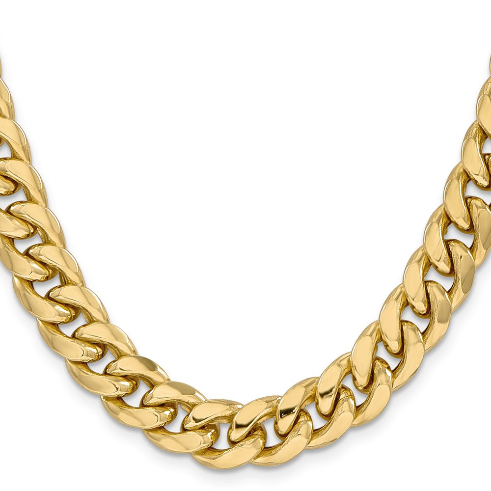 22 Inch 14K Yellow Gold 11mm Semi Solid Miami Cuban Chain Necklace