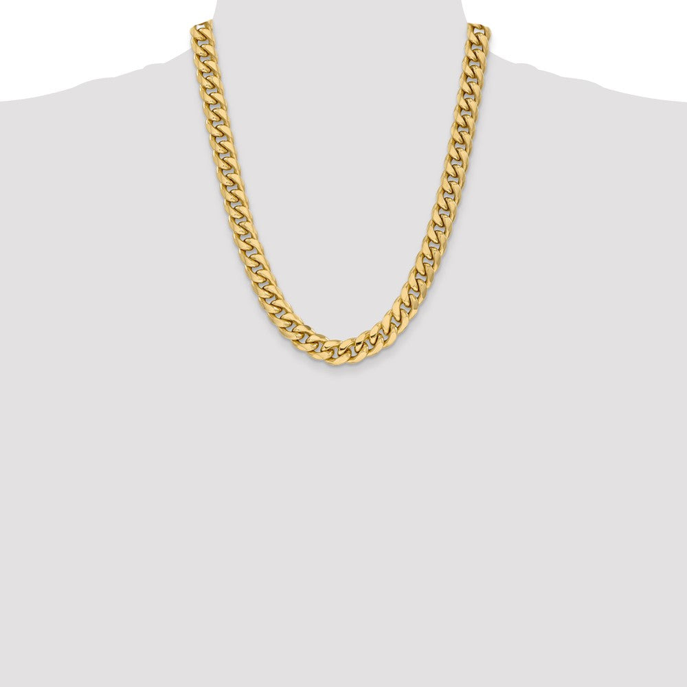 22 Inch 14K Yellow Gold 11mm Semi Solid Miami Cuban Chain Necklace