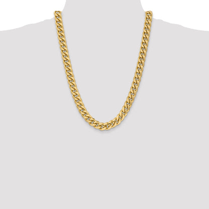 24 Inch 14K Yellow Gold 11mm Semi Solid Miami Cuban Chain Necklace