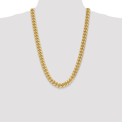 26 Inch 14K Yellow Gold 11mm Semi Solid Miami Cuban Chain Necklace