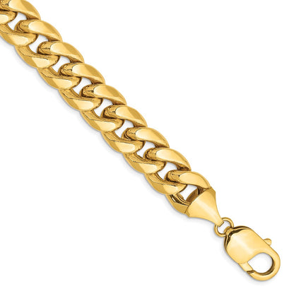 8 Inch 14K Yellow Gold 11mm Semi Solid Miami Cuban Chain Bracelet