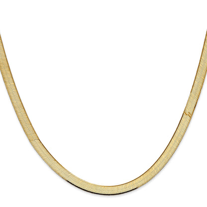 18 Inch 14K Yellow Gold 5.5mm Silky Herringbone Chain Necklace