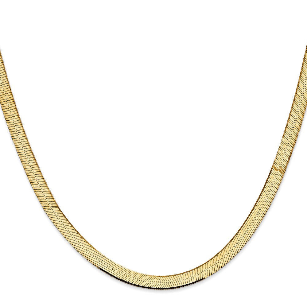 2 Inch 14K Yellow Gold 5.5mm Silky Herringbone Chain Necklace