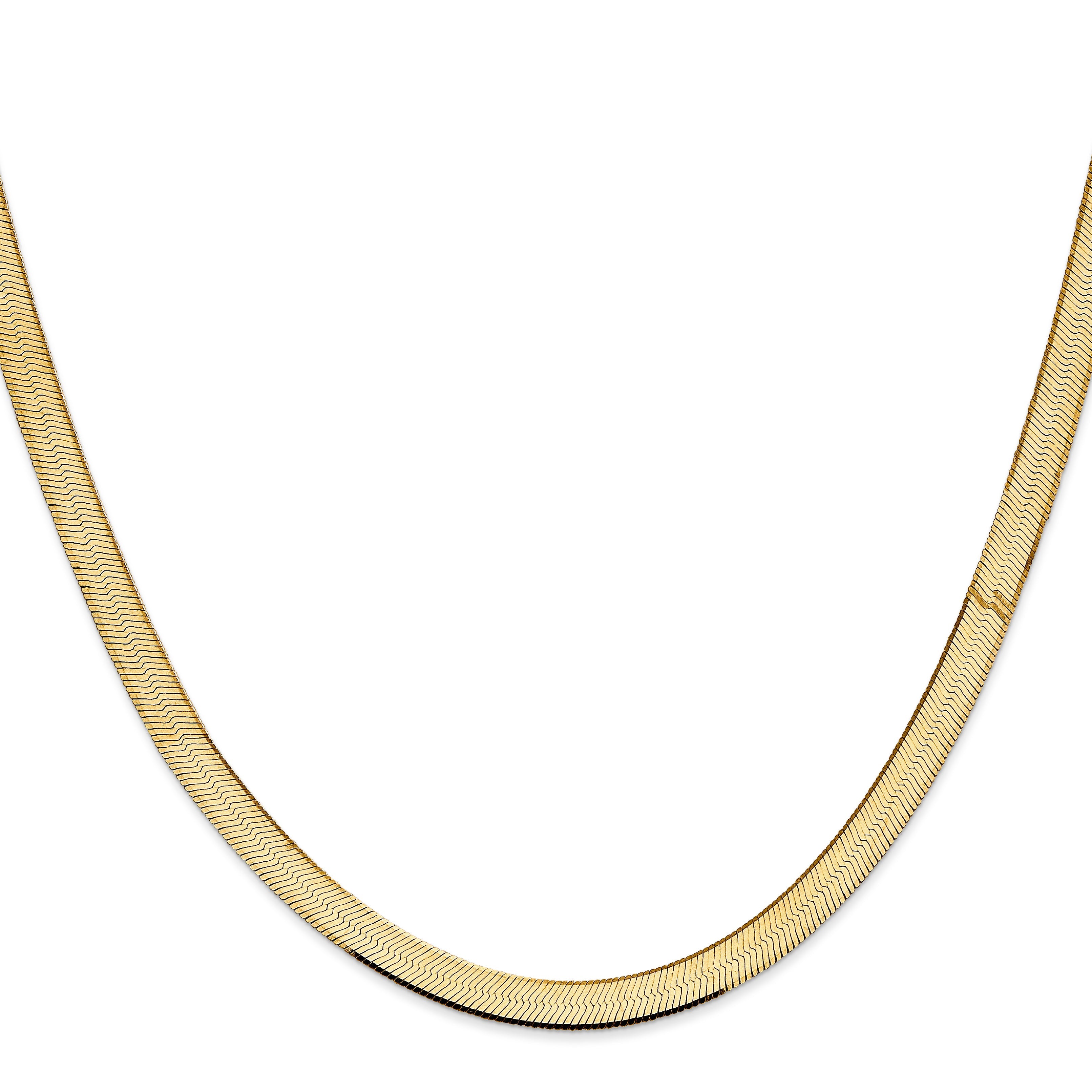 22 Inch 14K Yellow Gold 5.5mm Silky Herringbone Chain Necklace