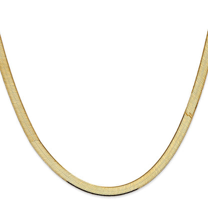 16 Inch 14K Yellow Gold 5.5mm Silky Herringbone Chain Necklace