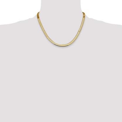 18 Inch 14K Yellow Gold 5.5mm Silky Herringbone Chain Necklace