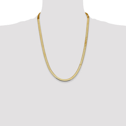 24 Inch 14K Yellow Gold 5.5mm Silky Herringbone Chain Necklace