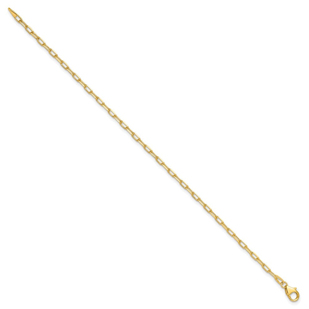 7 Inch 14K Yellow Gold 2.2mm Solid Beveled D/C Paperclip Chain Bracelet