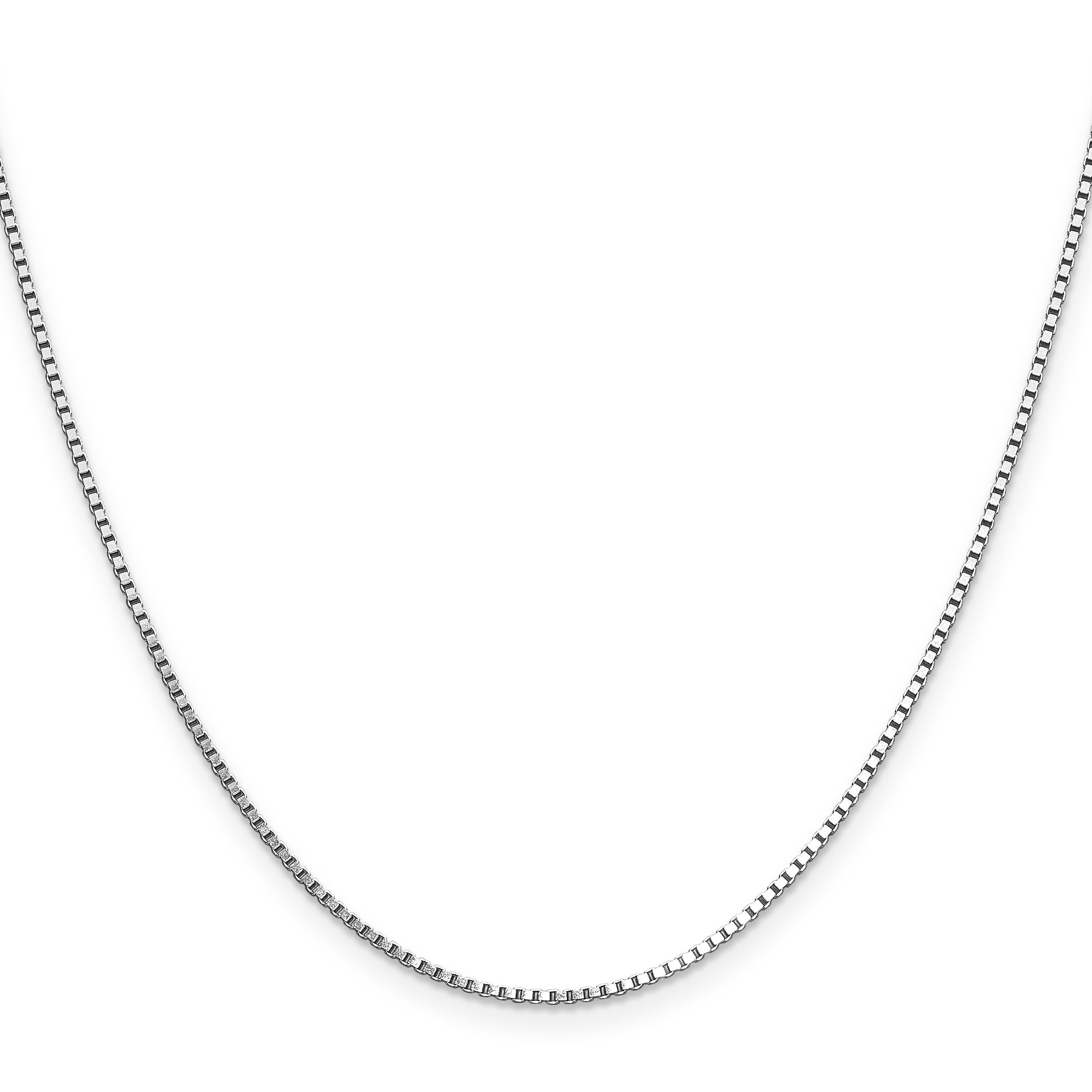 2 Inch 14K White Gold 1.10mm Box Chain Necklace