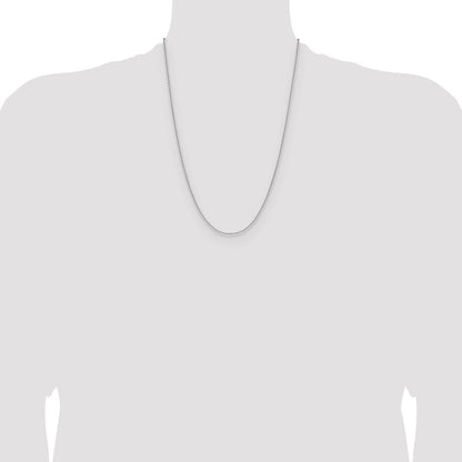 24 Inch 14K White Gold 1.65mm D/C Square Cable Chain Necklace