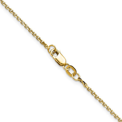 2 Inch 14K Yellow Gold 1.45mm D/C Round Cable Chain Necklace
