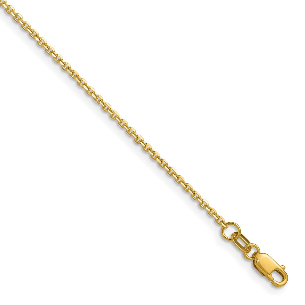 2 Inch 14K Yellow Gold 1.45mm D/C Round Cable Chain Necklace
