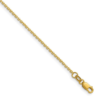 2 Inch 14K Yellow Gold 1.45mm D/C Round Cable Chain Necklace