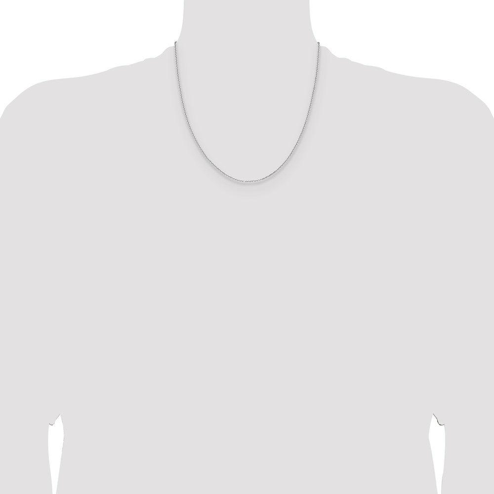 2 Inch 14K White Gold 1.45mm D/C Round Cable Chain Necklace