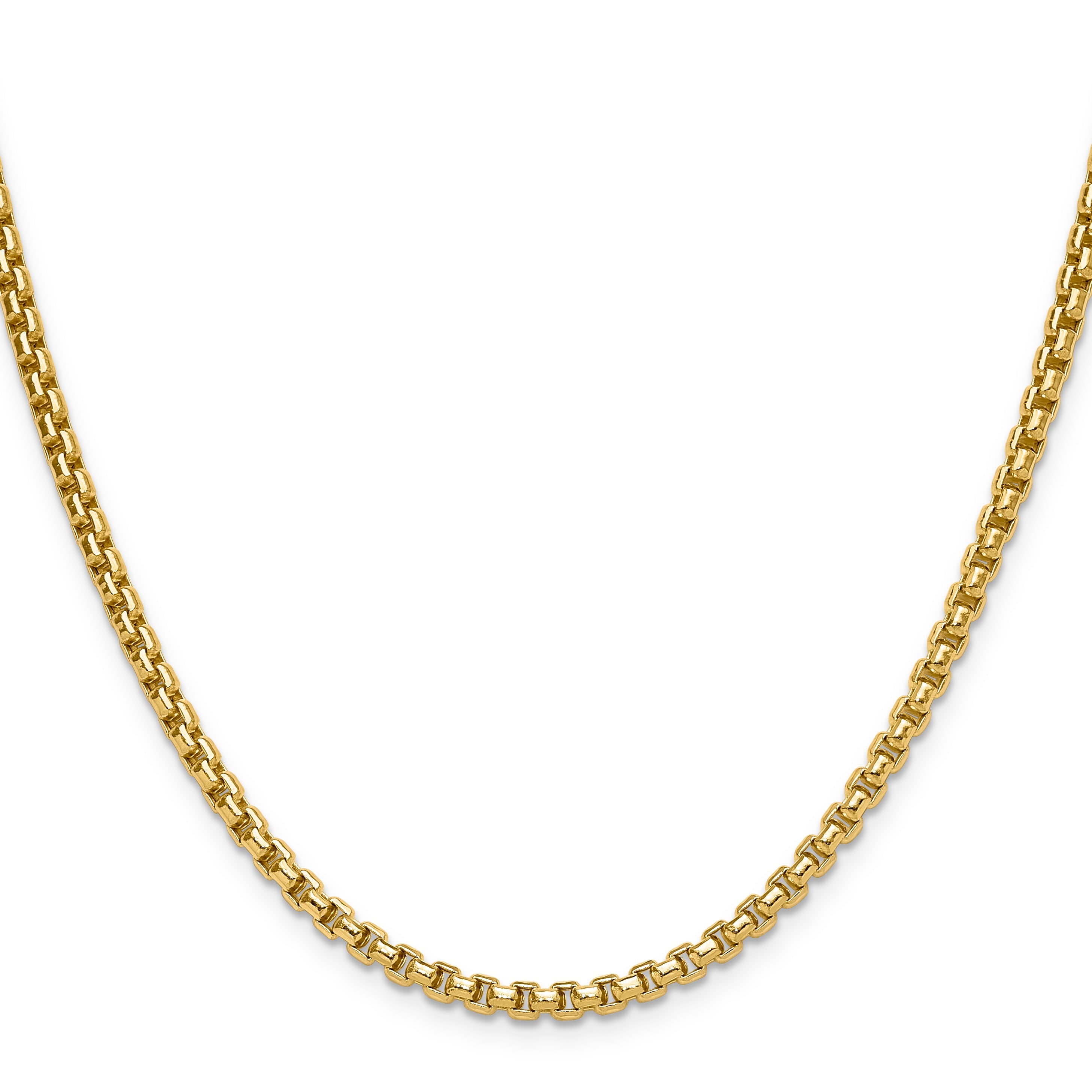 24 Inch 14K Yellow Gold 3.7mm Semi Solid D/C Round Box Chain Necklace