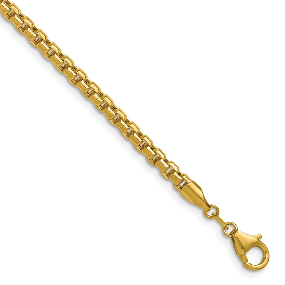 2 Inch 14K Yellow Gold 3.7mm Semi Solid D/C Round Box Chain Necklace