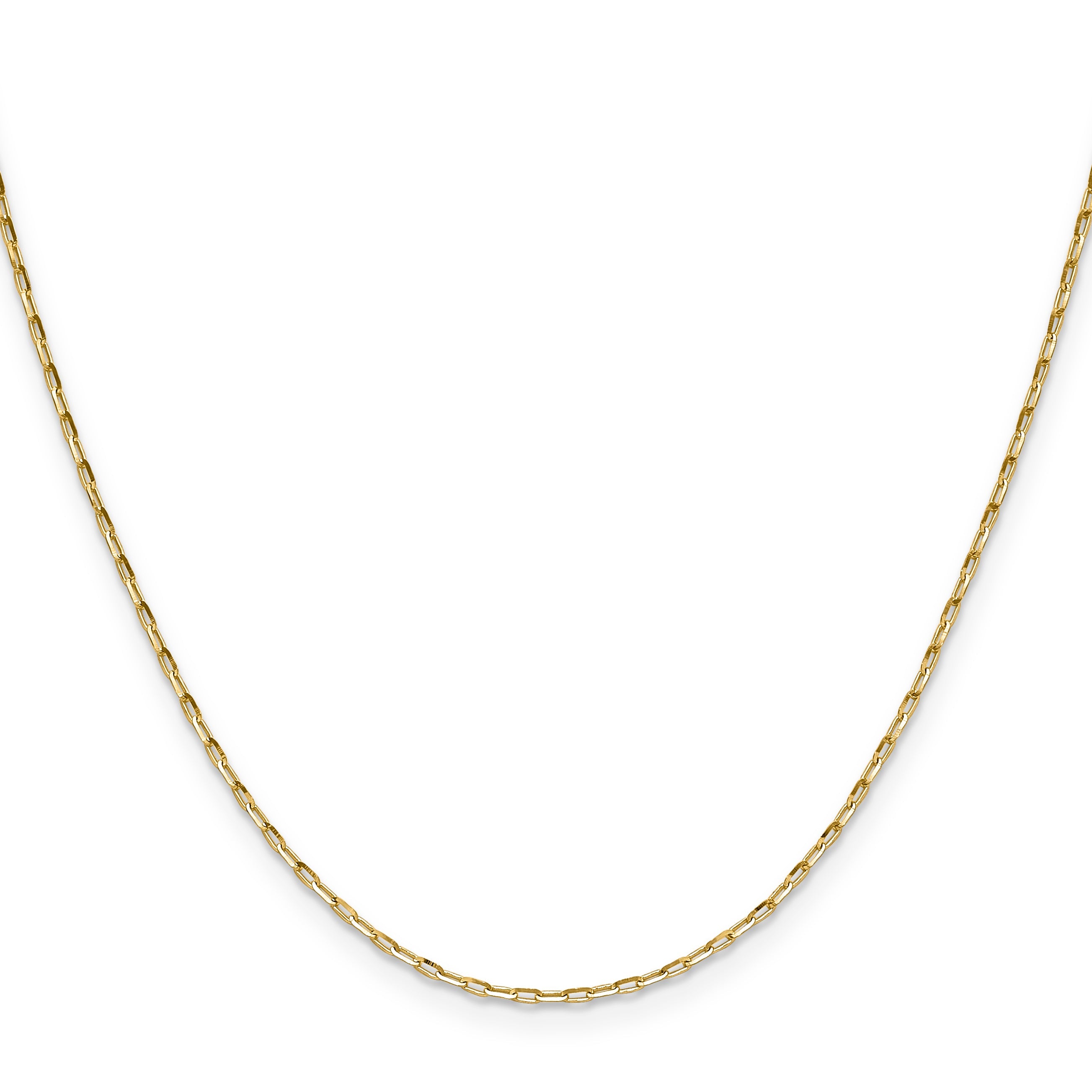 2 Inch 14K Yellow Gold 1.4mm D/C Open Long Link Cable Chain Necklace