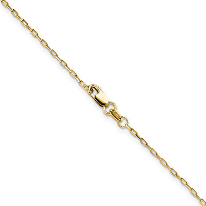 2 Inch 14K Yellow Gold 1.4mm D/C Open Long Link Cable Chain Necklace