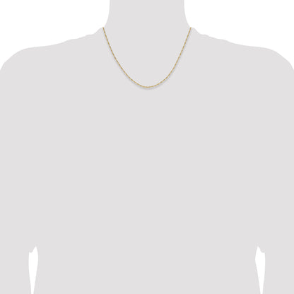 18 Inch 14K Yellow Gold 1.4mm D/C Open Long Link Cable Chain Necklace