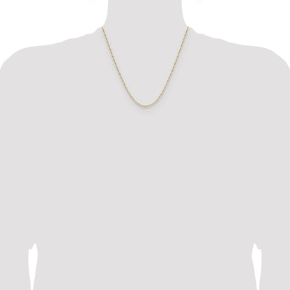 2 Inch 14K Yellow Gold 1.4mm D/C Open Long Link Cable Chain Necklace