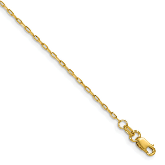 2 Inch 14K Yellow Gold 1.4mm D/C Open Long Link Cable Chain Necklace