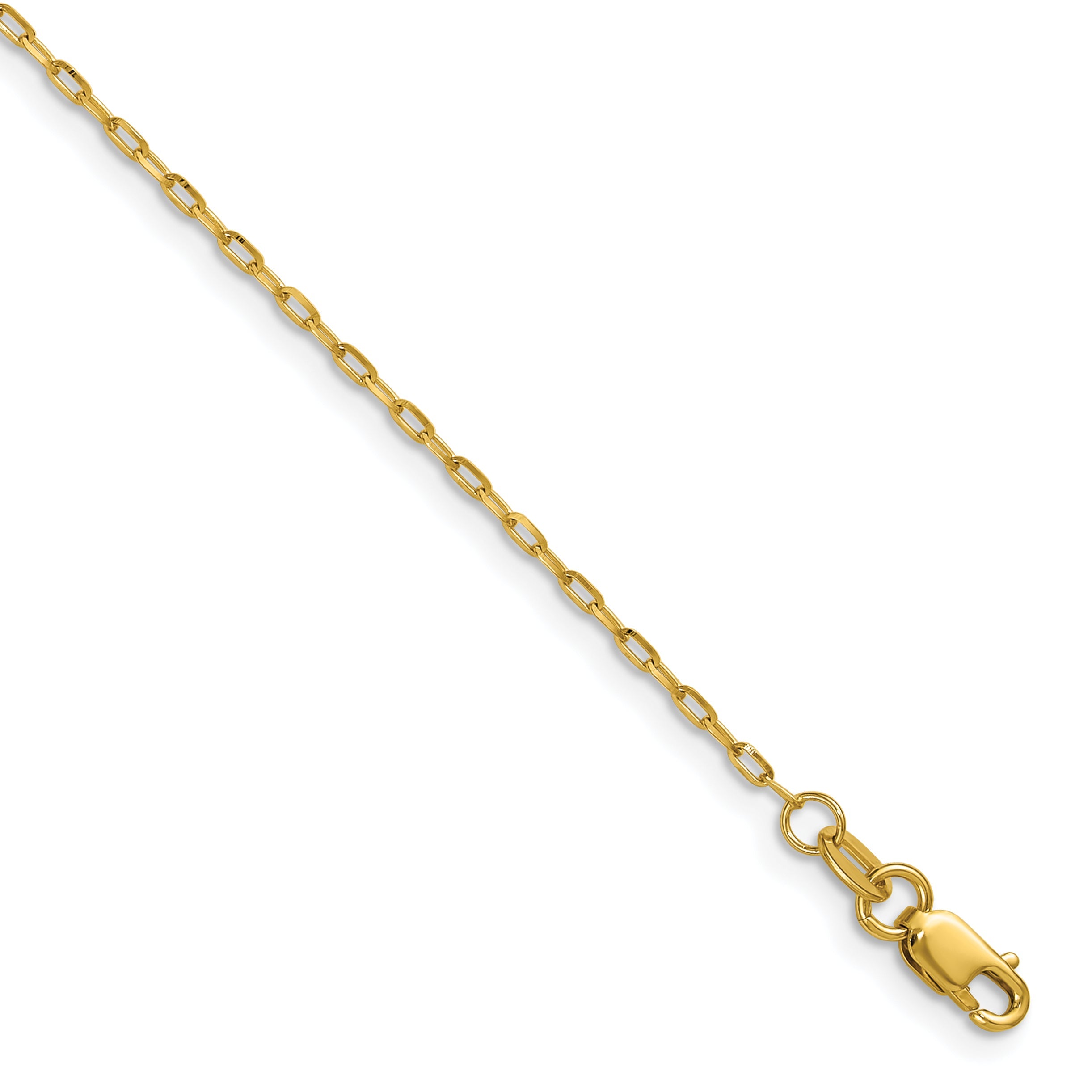 22 Inch 14K Yellow Gold 1.4mm D/C Open Long Link Cable Chain Necklace