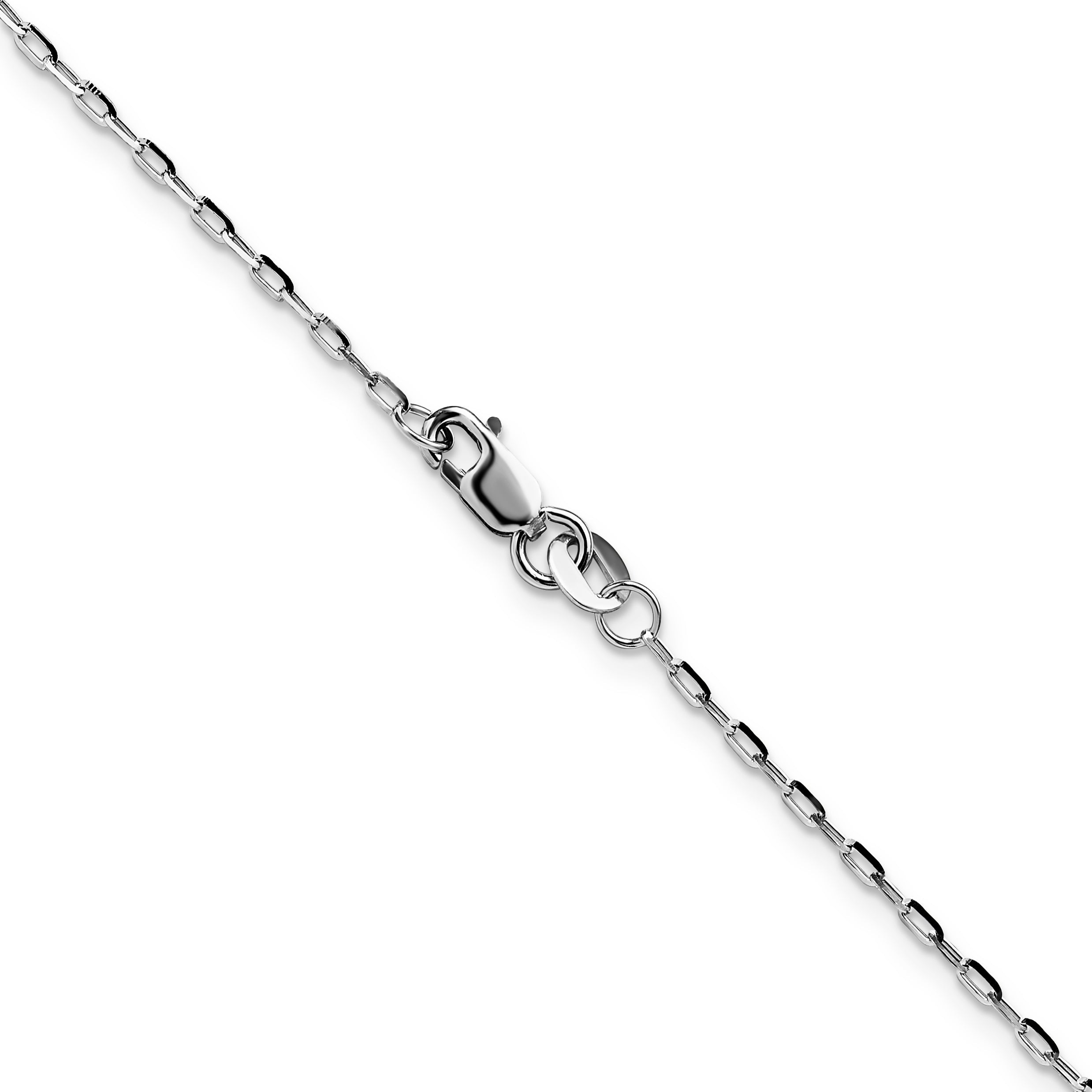 2 Inch 14K White Gold 1.4mm D/C Open Long Link Cable Chain Necklace