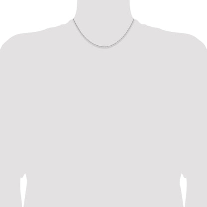 16 Inch 14K White Gold 1.4mm D/C Open Long Link Cable Chain Necklace