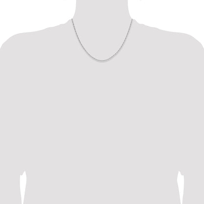 18 Inch 14K White Gold 1.4mm D/C Open Long Link Cable Chain Necklace