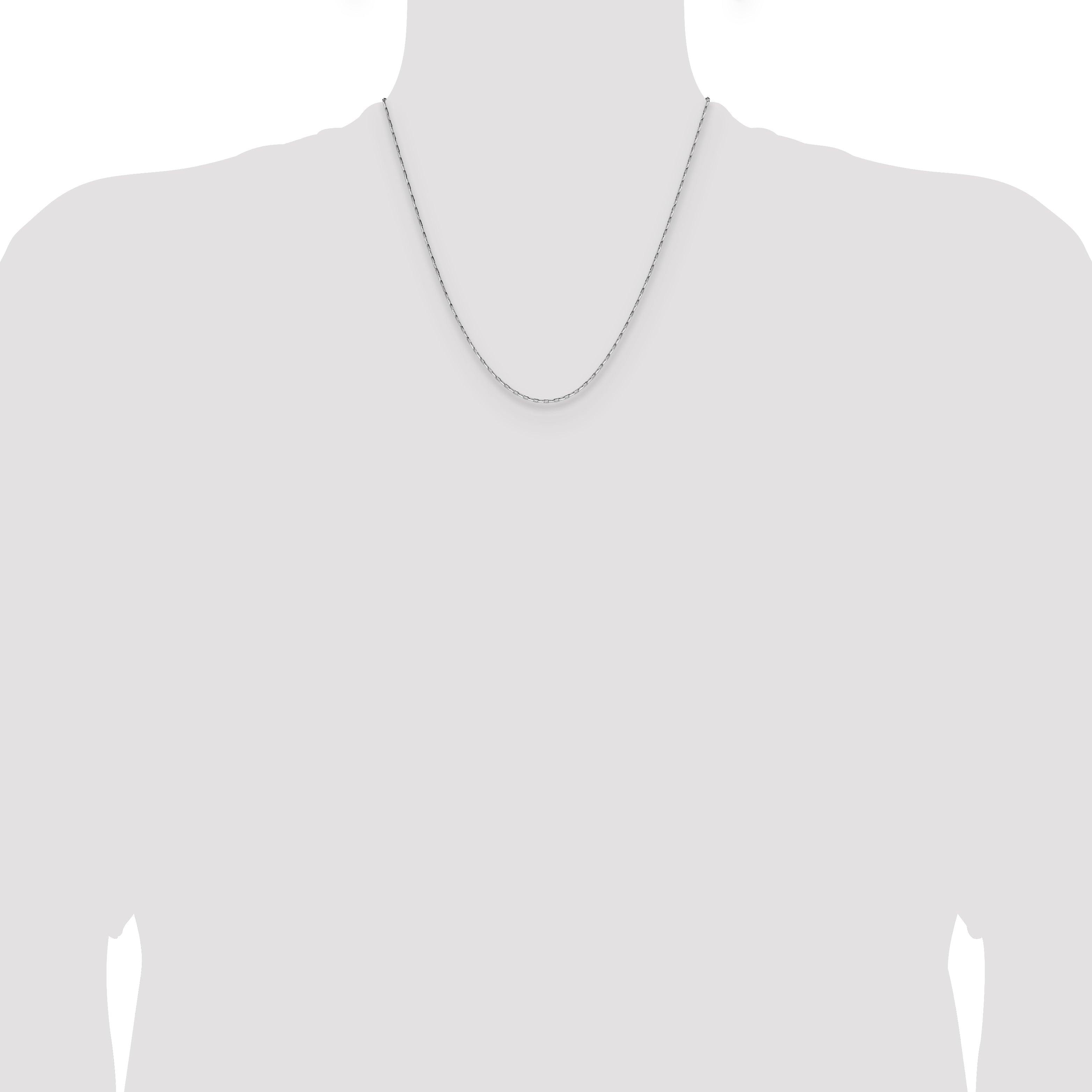 2 Inch 14K White Gold 1.4mm D/C Open Long Link Cable Chain Necklace