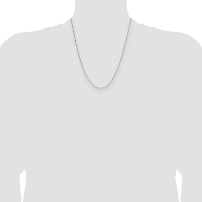 22 Inch 14K White Gold 1.4mm D/C Open Long Link Cable Chain Necklace