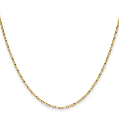 22 Inch 14K Yellow Gold 1.75mm D/C Open Long Link Cable Chain Necklace