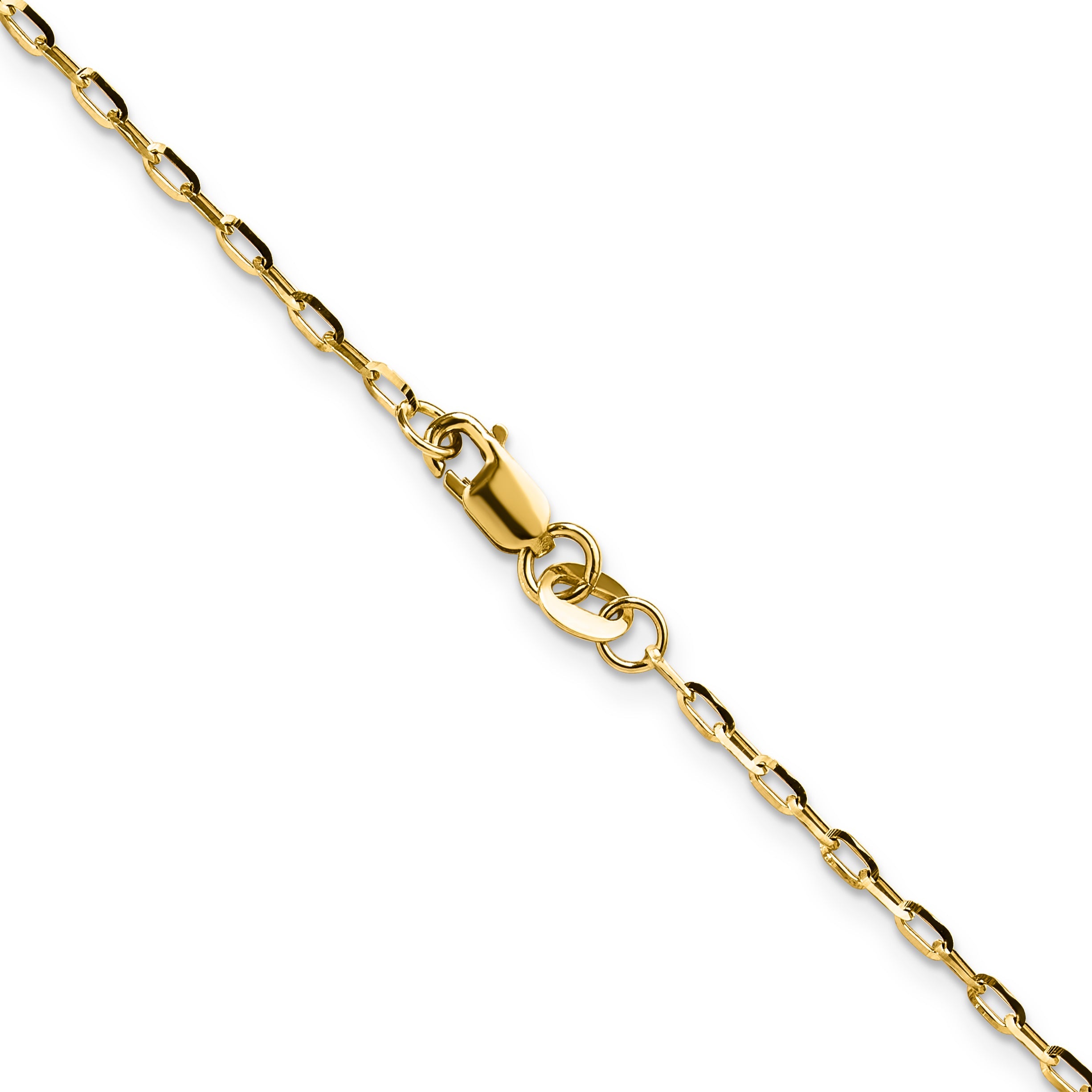 2 Inch 14K Yellow Gold 1.75mm D/C Open Long Link Cable Chain Necklace