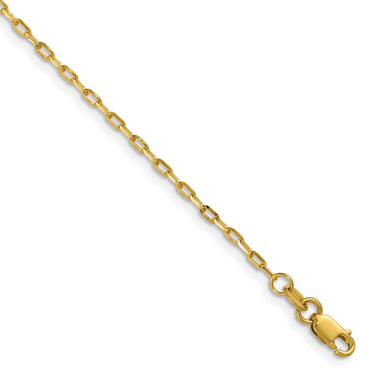 22 Inch 14K Yellow Gold 1.75mm D/C Open Long Link Cable Chain Necklace