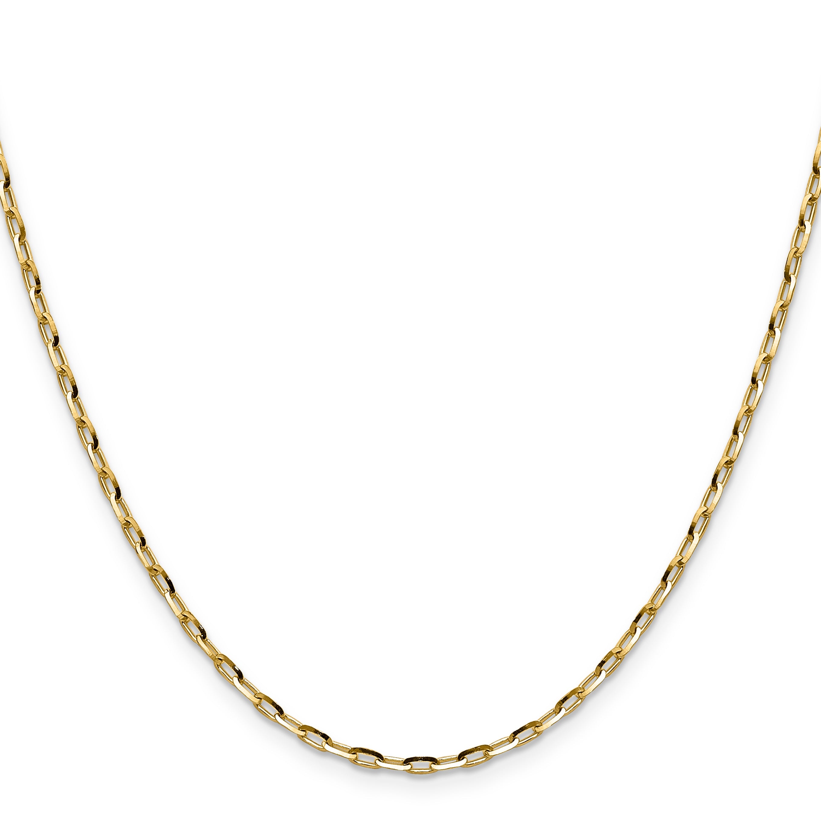 24 Inch 14K Yellow Gold 2.3mm D/C Open Long Link Cable Chain Necklace