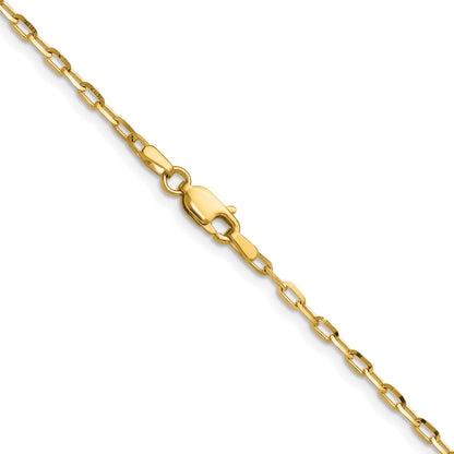 16 Inch 14K Yellow Gold 2.3mm D/C Open Long Link Cable Chain Necklace